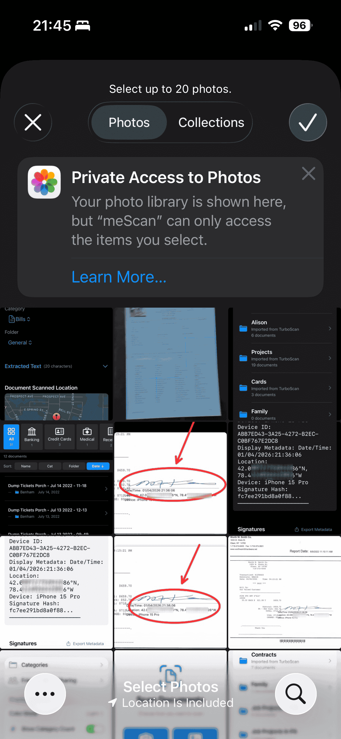 meScan audit-ready documentation screenshot
